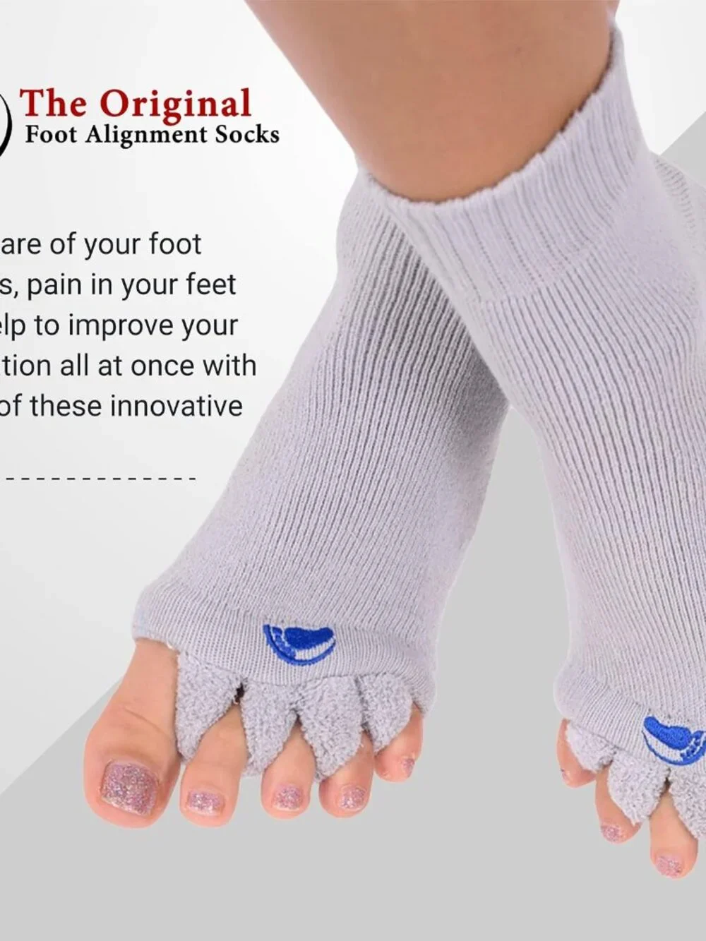 Foot Alignment Socks with Toe Separators for Men or Women